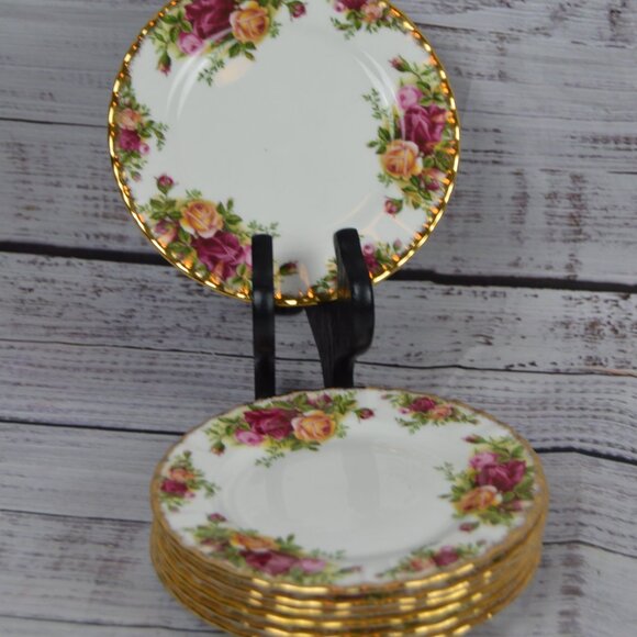 Set of 8 Royal Albert Old Country Roses 6-1/4" Bread & Butter Plates READ GUC - Picture 1 of 13